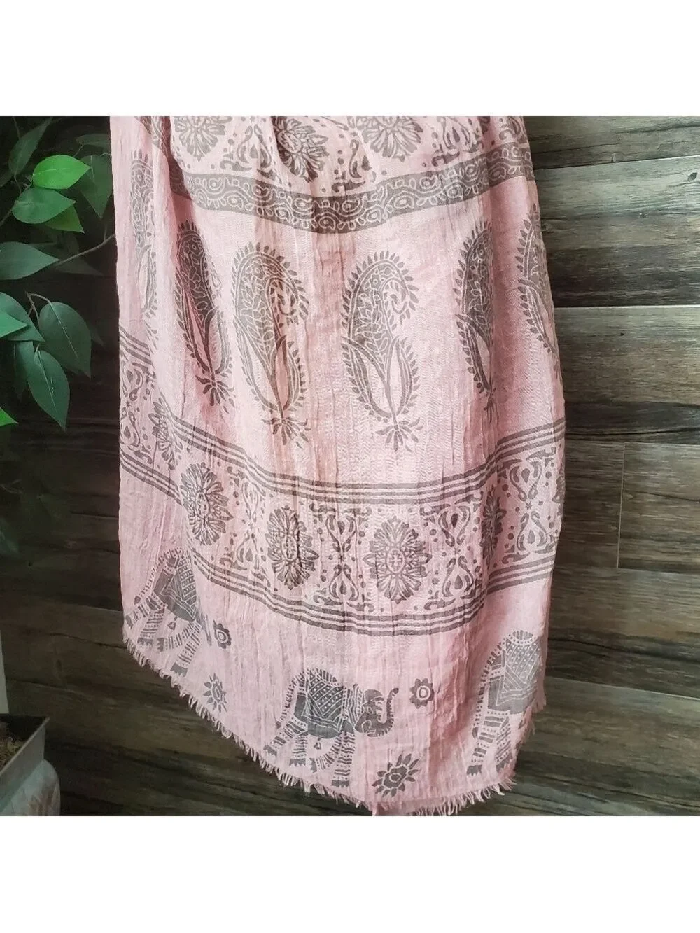 Pink Pastel Boho Cotton Scarf Wrap Fringe